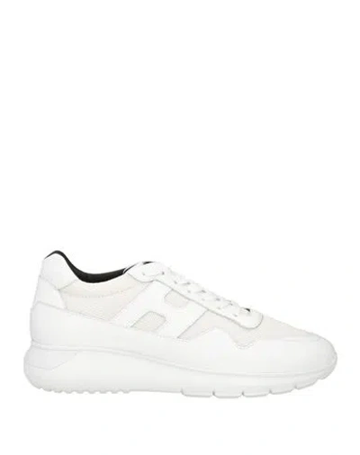 Hogan Man Sneakers White Size 8.5 Soft Leather, Textile Fibers