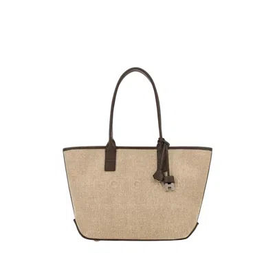 Hogan Mastice Address Shopping Piccola Linen Shopping Bag In Beige