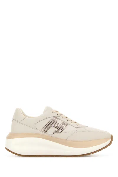 Hogan Maxi Active Sneaker In Ivory Leather In Neutral