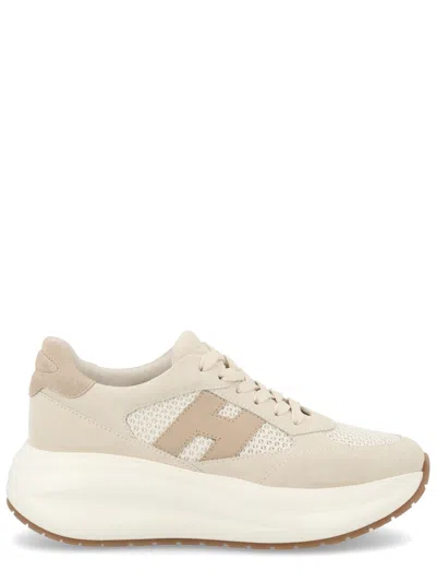 Hogan White Maxi I Active Rhinestone Logo Leather Sneakers In Neutral