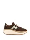 Hogan Maxi Active Lace Up Leather Sneakers In Brown