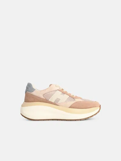 Hogan ' Maxi I Active' Sneakers In Pink Light Blue Beige Suede Blend