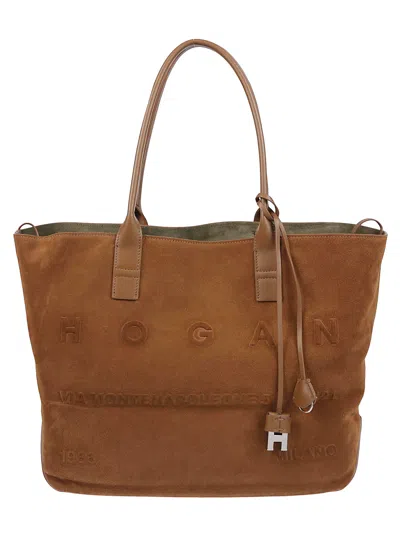 Hogan Medium Address Shopping Bag In Brown