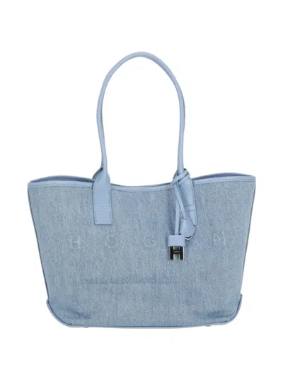 Hogan Medium Address Tote Bag In Blue