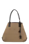 Hogan Medium Canvas Shopping Bag In Nude