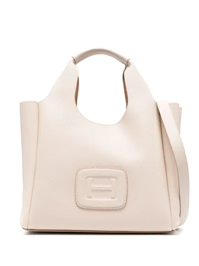 Hogan Medium H-bag Leather Tote Bag In White