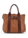 Hogan Small Leather Tote Bag Script In Brown