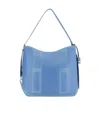 Hogan Cognac Blue Calf Leather Shoulder Bag