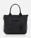 Hogan Medium Script Shopping Bag With Textured Leather Finish In Black