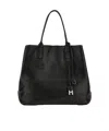 Hogan Medium Script Leather Tote Bag In Black