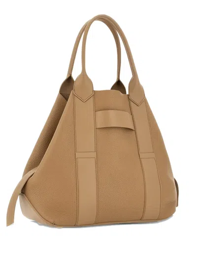 Hogan Medium Script Leather Tote Bag In Brown