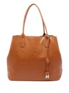 Hogan Medium Script Logo Leather Shoulder Bag In Brown