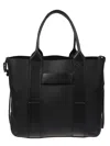 Hogan Medium Script Shopping Bag With Textured Leather Finish In Black