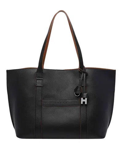 Hogan Medium  Script Shopping Bag In Black
