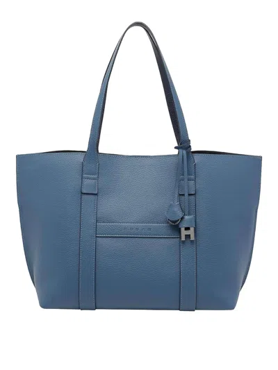 Hogan Medium  Script Shopping Bag In Blue