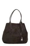 Hogan Medium Script Shopping Bag In Pony-effect Leather In Brown