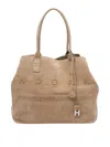 Hogan Medium  Script Shopping Bag In Sand