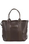 Hogan Script Shopping Bag With Grained Leather And Embossed Details In Brown