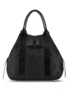 Hogan Medium Leather Tote Handbag With Removable Pouch In Black