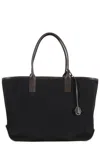 Hogan Medium Shopping Bag With Leather Accents And Lace Closure In Black