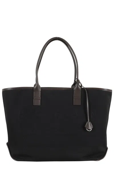 HOGAN HOGAN MEDIUM SHOPPING BAG WITH LEATHER ACCENTS AND LACE CLOSURE
