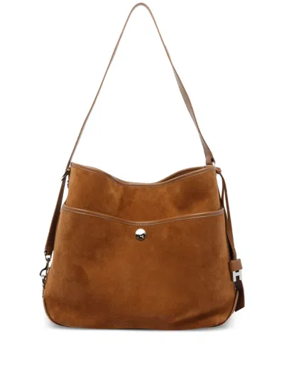 Hogan Medium Suede Leather Shoulder Bag In Brown