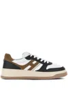 Hogan Smooth Leather And Suede H630 Sneakers Shoes In Blackwhitebrown
