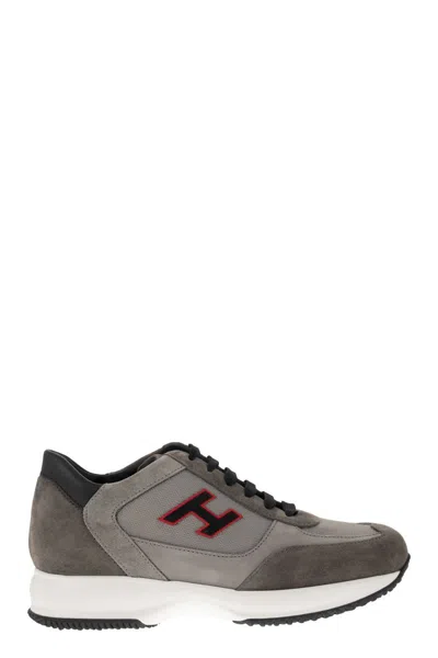 Hogan Men's Grey And Blue Suede And Leather Sneakers For Fw24