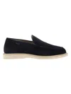 Hogan Logo-patch Suede Loafers In Blu Tuareg