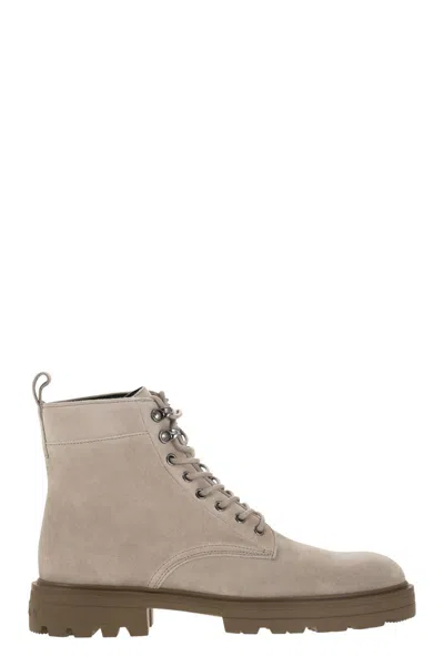 Hogan Men's H673 Suede Boots In Grey