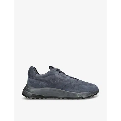 Hogan Mens Navy Hyperlight Branded Suede Low-top Trainers