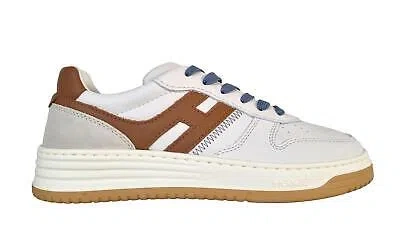 Pre-owned Hogan Men's Sneakers H630 Basketball Hxm6300eu50odz0frk White And Brown In White + Brown