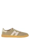 Hogan Retrospective Suede Sneakers With Nappa Leather Detail In Beige