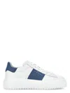 Hogan Sneakers H-stripes In White Leather With Blue Stripe In White,avio