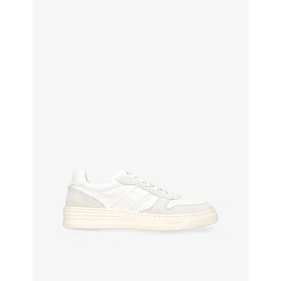 Hogan Mens  H630 Allacciato Logo-embossed Low-top Leather Trainers In Beige Comb