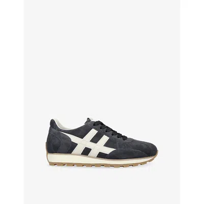 HOGAN MENS BLUE/DRK.C ALLACCIATO H671 SLASH SUEDE TRAINERS EUR 42 / 8 UK