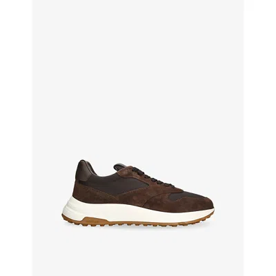 HOGAN MENS DARK BROWN HYPERLIGHT SUEDE AND MESH TRAINERS EUR 45 / 11 UK