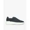 Hogan Mens Navy Fascia Slip-on Logo-embossed Suede Low-top Trainers In Navy