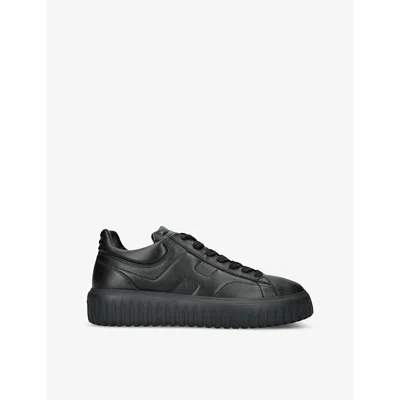 Hogan H-stripes Leather Sneakers In Black