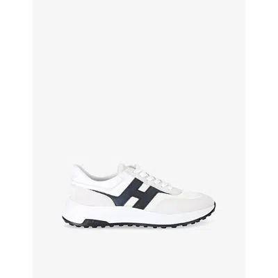 HOGAN MENS HOGAN HYPERLIGHT BRANDED LEATHER AND SUEDE LOW-TOP TRAINERS