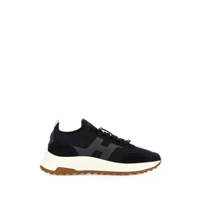 Hogan Mesh And Suede Sneakers In Black