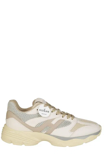 Hogan Mesh-panelled Low-top Trainers In Beige