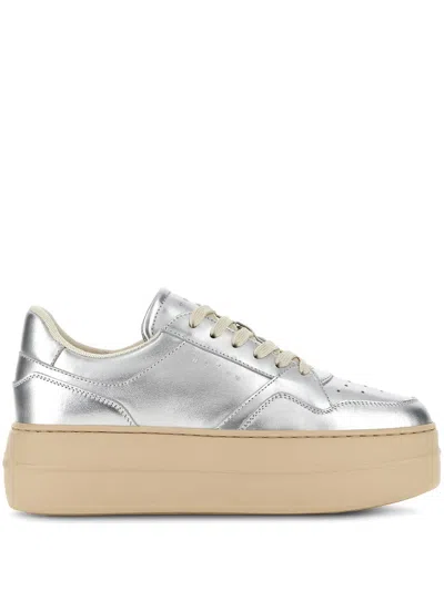 Hogan Metallic Flatform Sneakers In Nude
