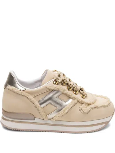 Hogan Metallic-trimmed Shearling Sneakers In Multi