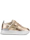 Hogan Midi Metallic Platform Sneakers In Gold