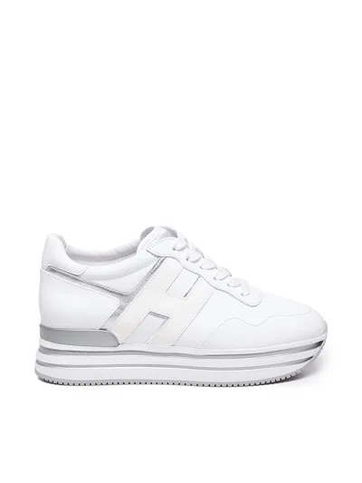 Hogan Midi Platform Sneakers In White/silver