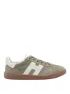 Hogan Round Toe Suede Low Top Sneakers In Gray