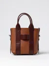 Hogan Small Leather Tote Bag Script In 棕色