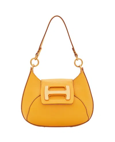 Hogan Mini H Plexi Leather Hobo Bag In Orange