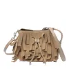 Hogan Hocket Mini Bucket Bag In Suede With Fringe Workmanship In Beige